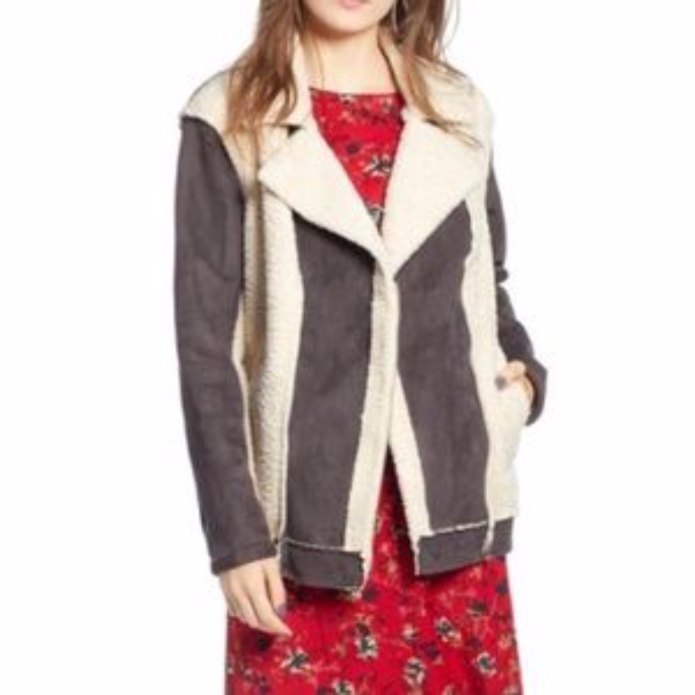 NWOT TREASURED & BOND OVERSIZED FAUX MOTO COAT - Picture 1 of 12